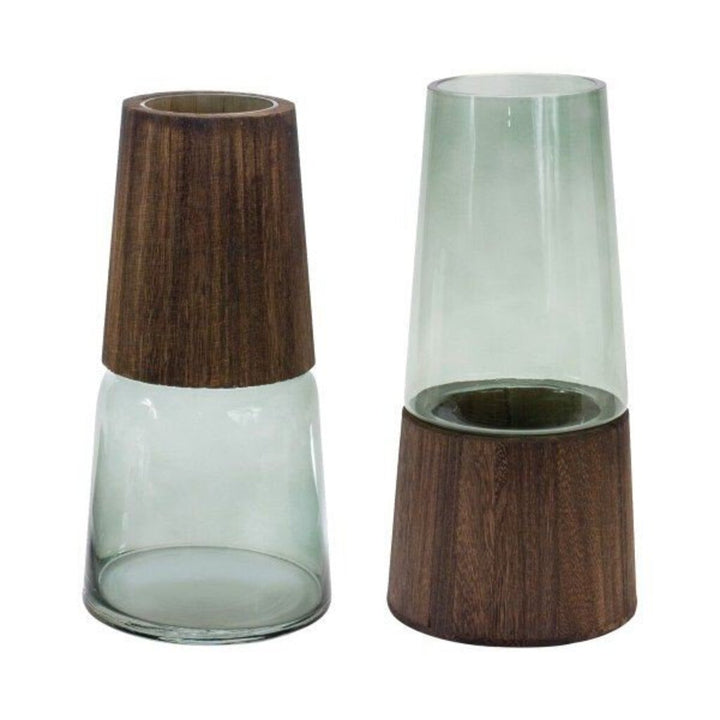 Glass/Wood Vase (2 Asst.)