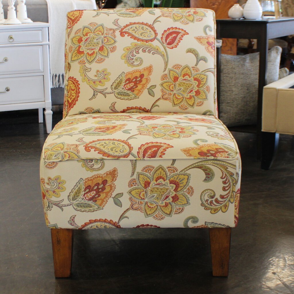 Floral Armless Accent Chair