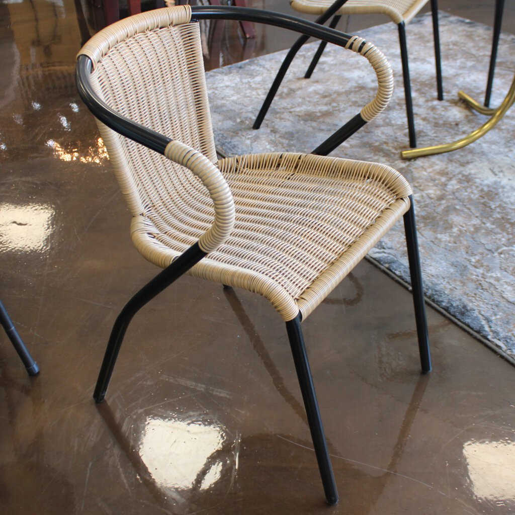 Glass Table W/ Rattan Chairs