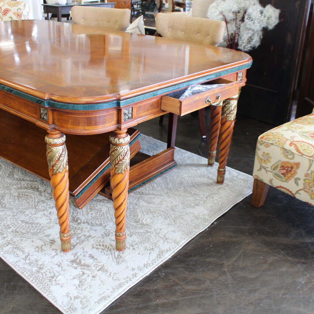 Orig Price $5000 - Ornate Dining Table w/ 2 Leaves & Pads