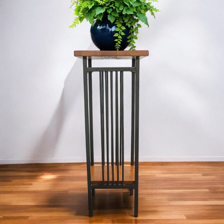 Wrought Iron and Wood Plant Stand