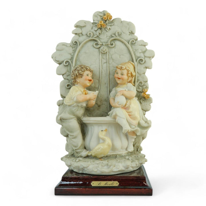 Rare B Merli Capodimonte - "Children at the Well"