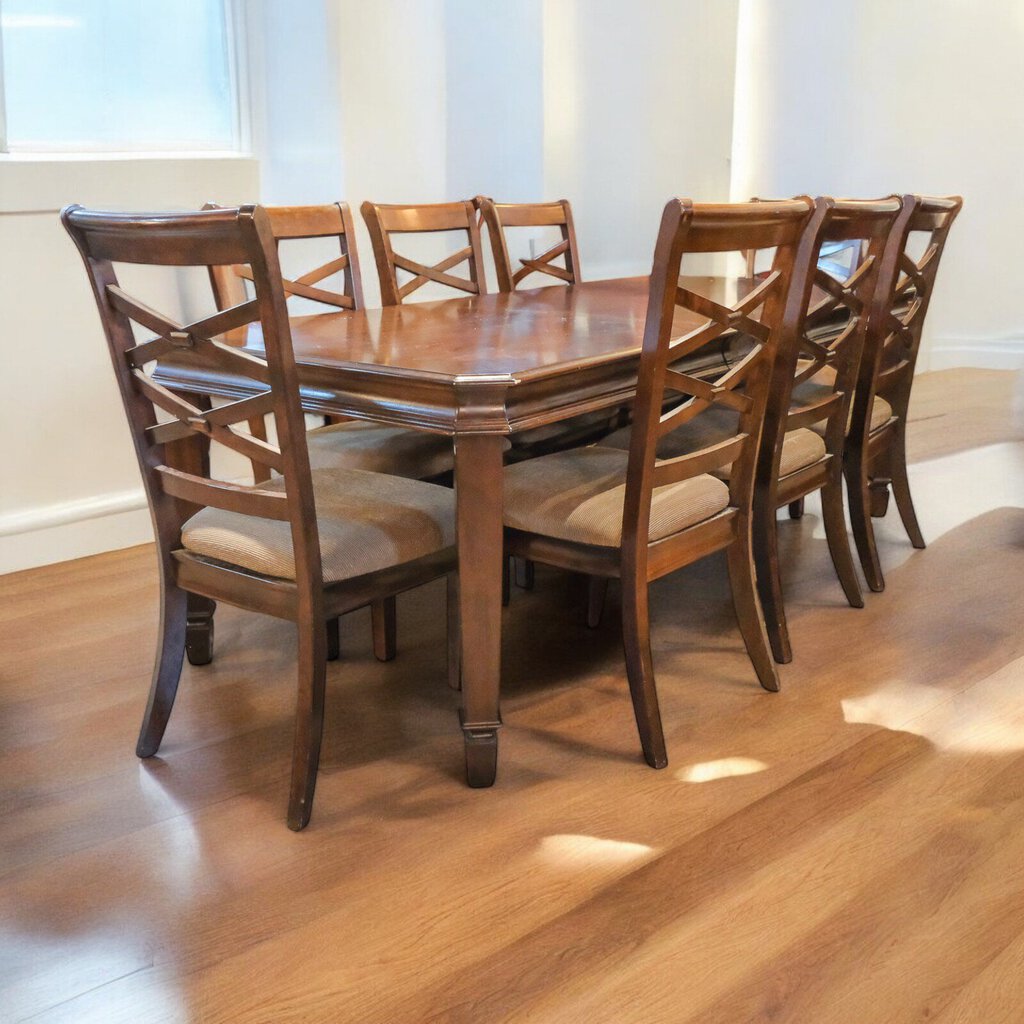 Orig. Price $1,800 - Dining Table w/ 8 Chairs & Leaf