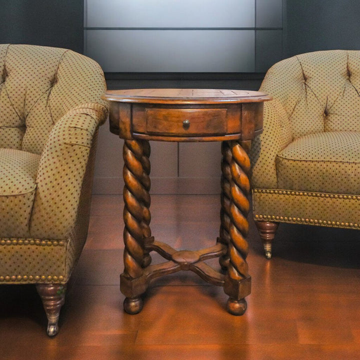 Round Side Table with Barley Twist Legs