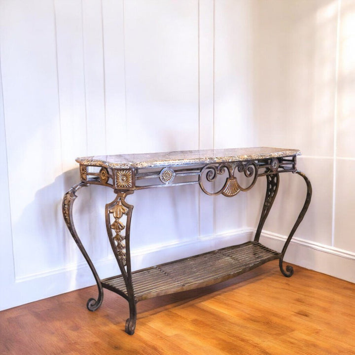 Iron Base Console Table with Granite Top