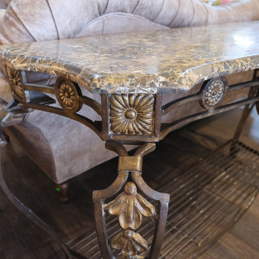 Iron Base Console Table with Granite Top