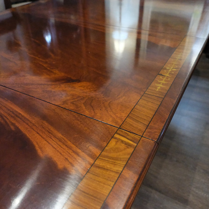 Orig. Price $10,000 - Banded Mahogany Regency Dining Table with 2 Leaves