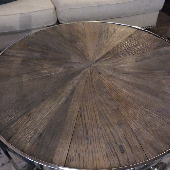 Orig Price $1000 - Wood and Chrome Cocktail Table - Stafford Collection