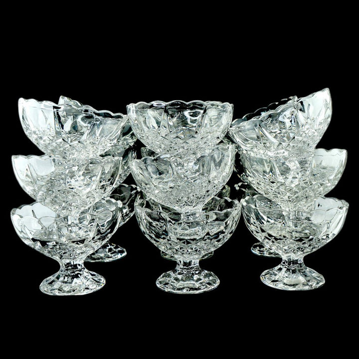 Set of 17 Vintage Crystal Dessert Glasses