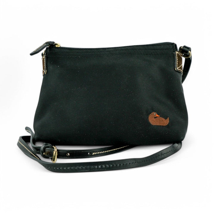 Nylon Shoulder Bag with Leather Trim