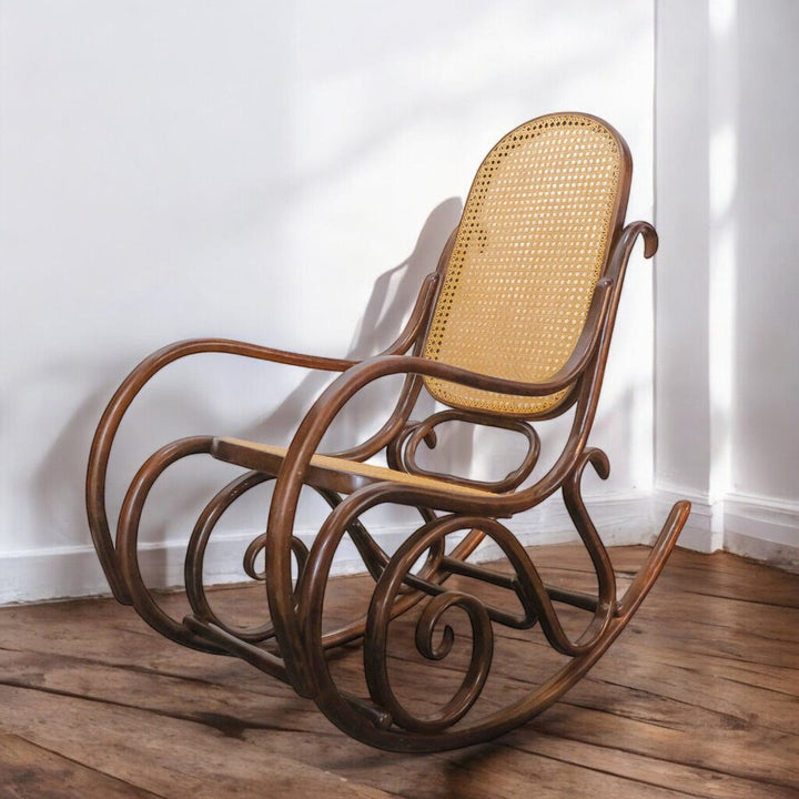 1970’s Bauhaus Style Thonet Bentwood & Cane Rocker