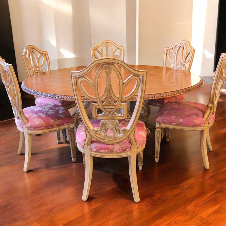 Designer Table with 6 Venetian Shield Back Chairs