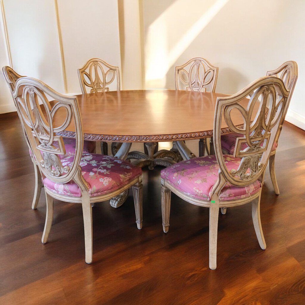 Designer Table with 6 Venetian Shield Back Chairs