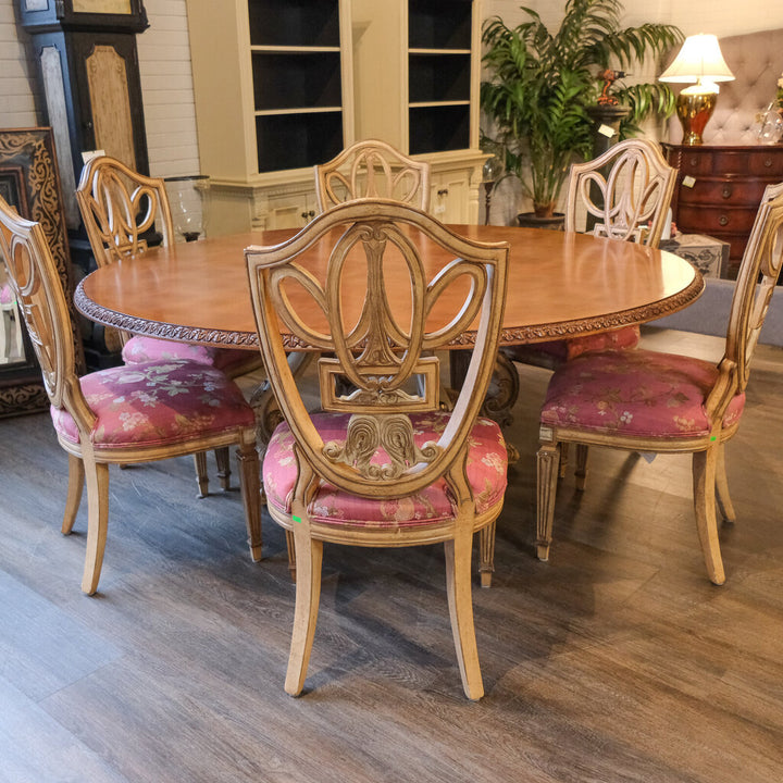 Designer Table with 6 Venetian Shield Back Chairs