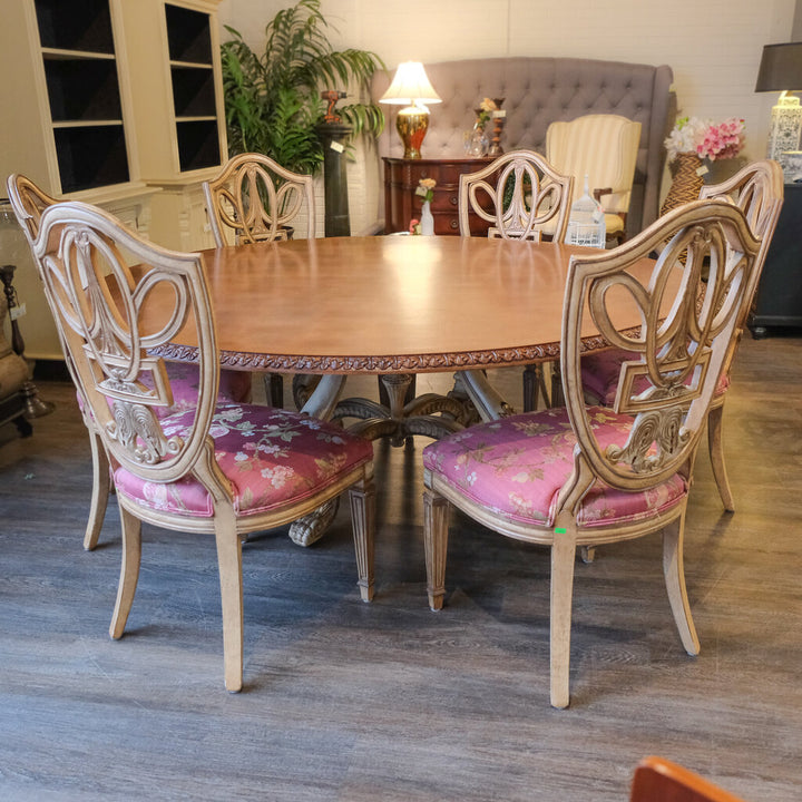 Designer Table with 6 Venetian Shield Back Chairs