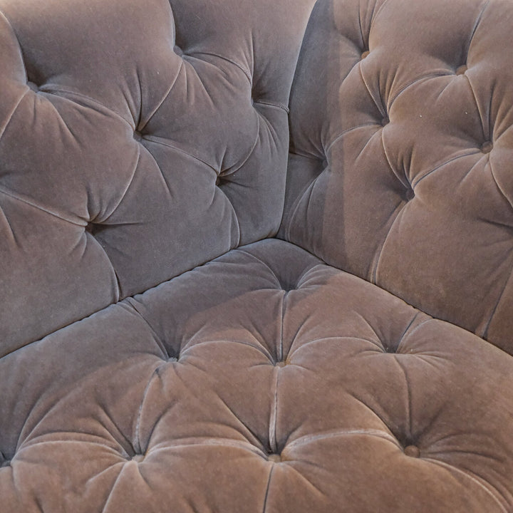 Custom Mohair Roll Arm Tufted Sofa