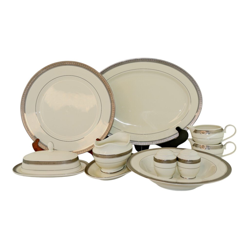 7 piece Place Setting for 12 with Serving Pieces - Palatial Platinum