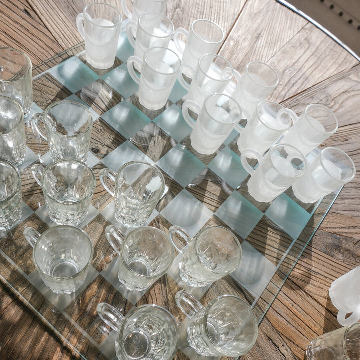 Glass Mini Mug 27 Piece Chess Set - BOX
