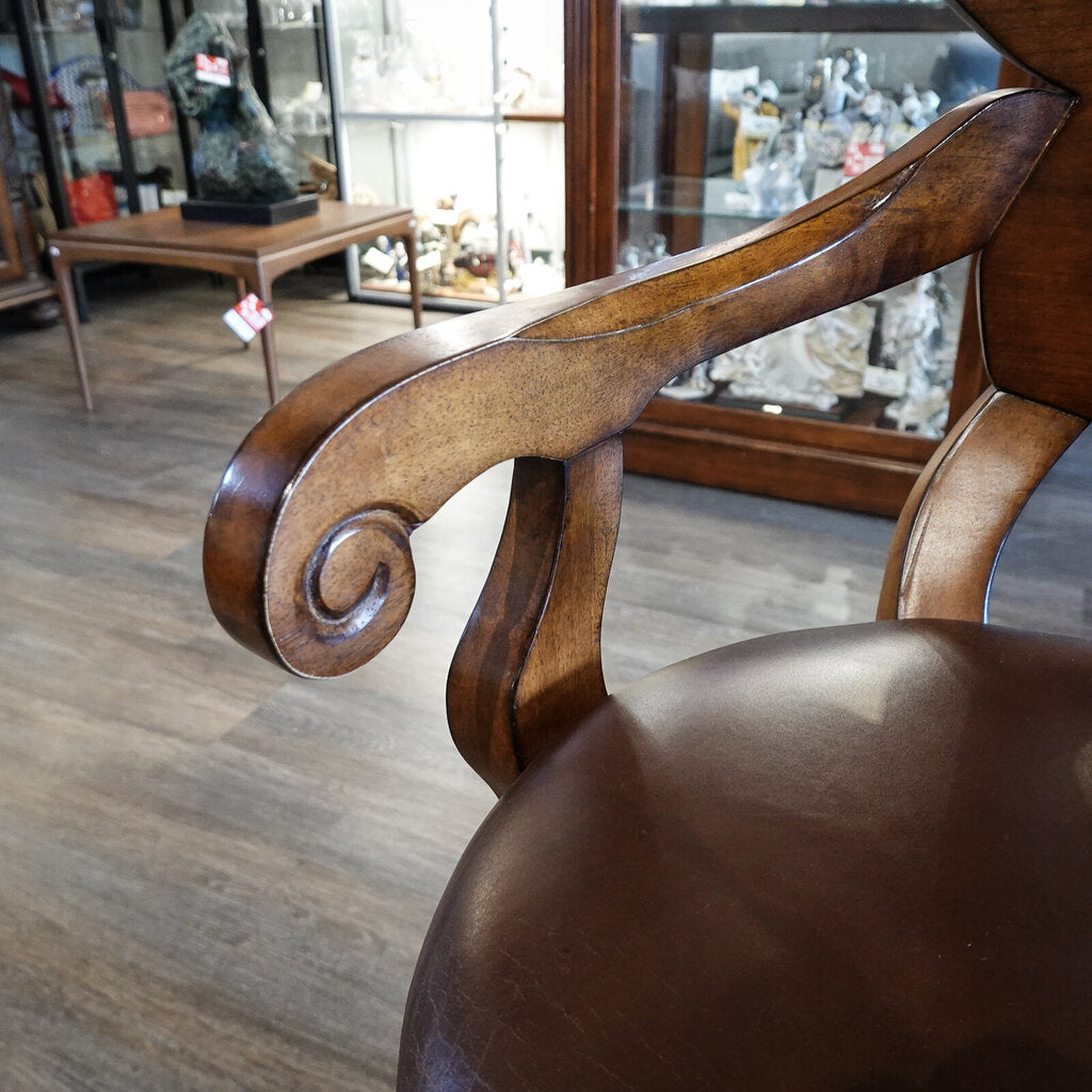 Orig Price $599 - Ornate Bar Stool with Leather Seat