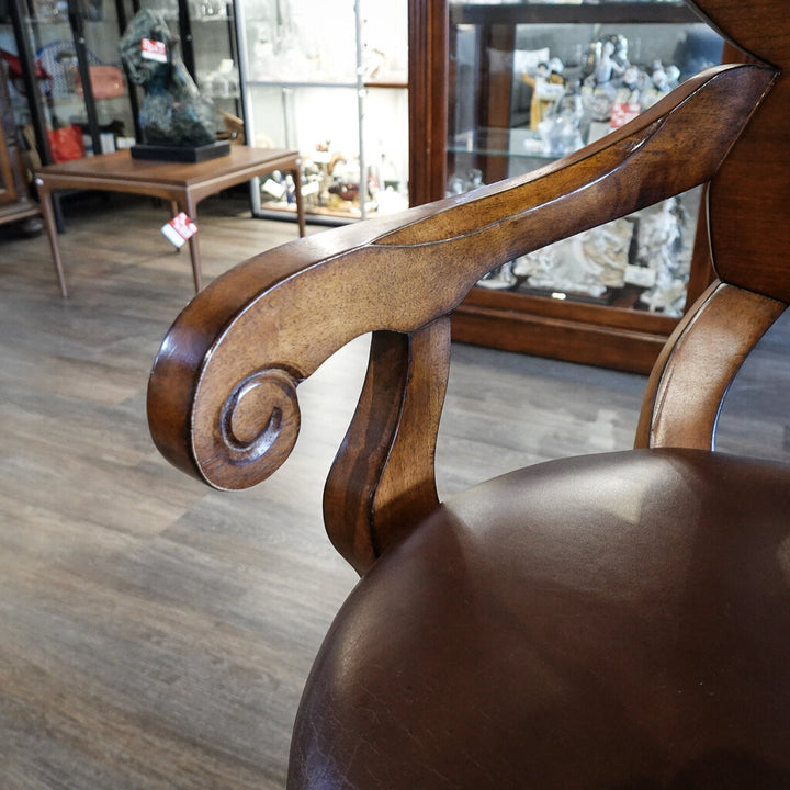 Orig Price $599 - Ornate Bar Stool with Leather Seat