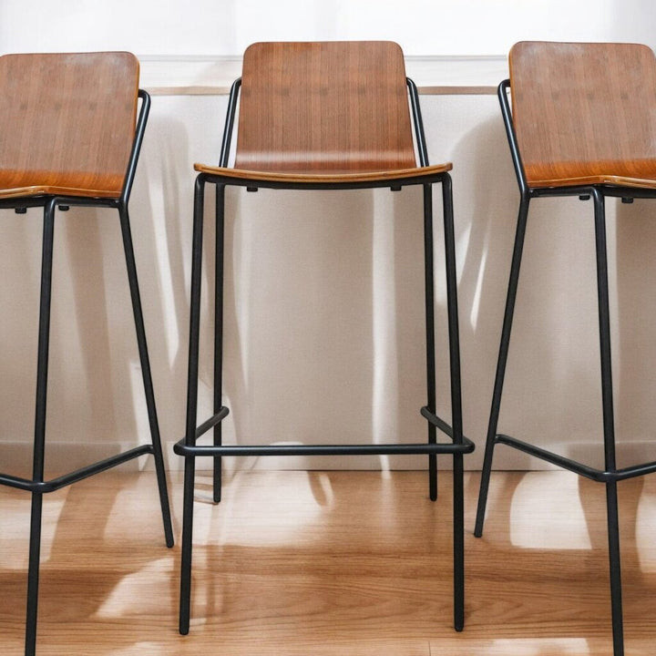 Orig Price $319 - Modern Wood and Metal Sling Stool