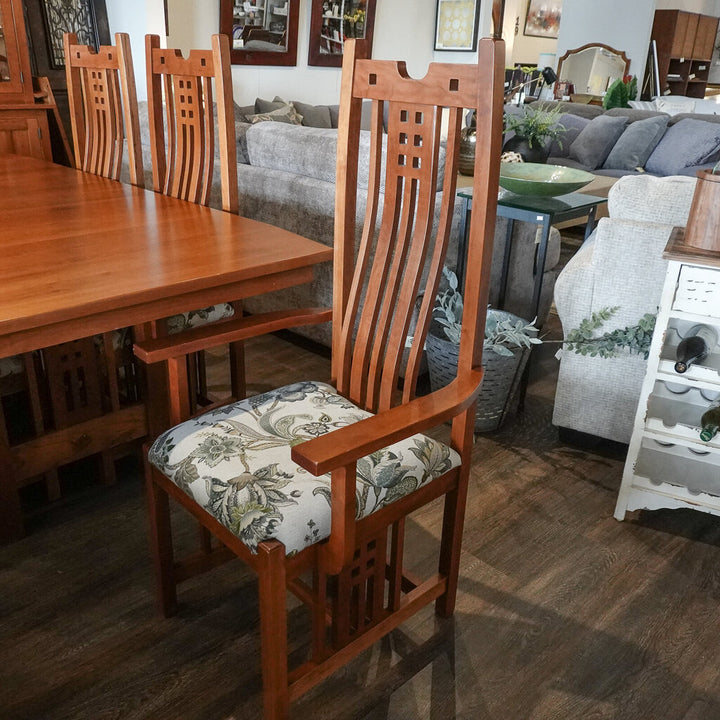 Mission Style Dining Table with 3 Leaves and 8 Chairs