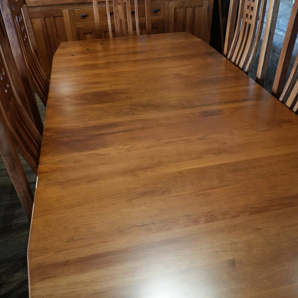 Mission Style Dining Table with 3 Leaves and 8 Chairs