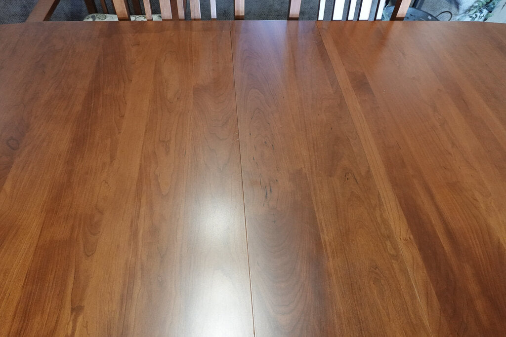 Mission Style Dining Table with 3 Leaves and 8 Chairs