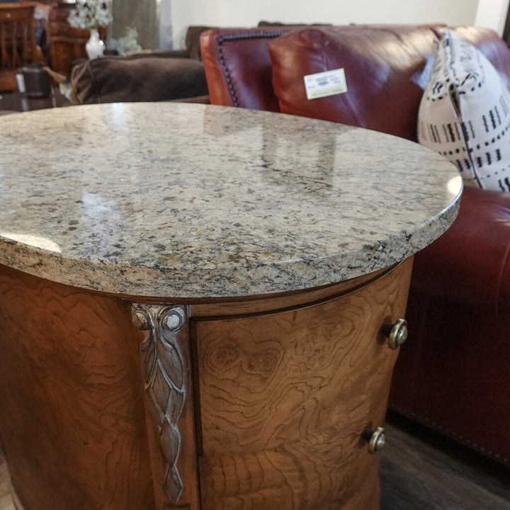 Granite and Burlwood 3 Drawer Nightstand