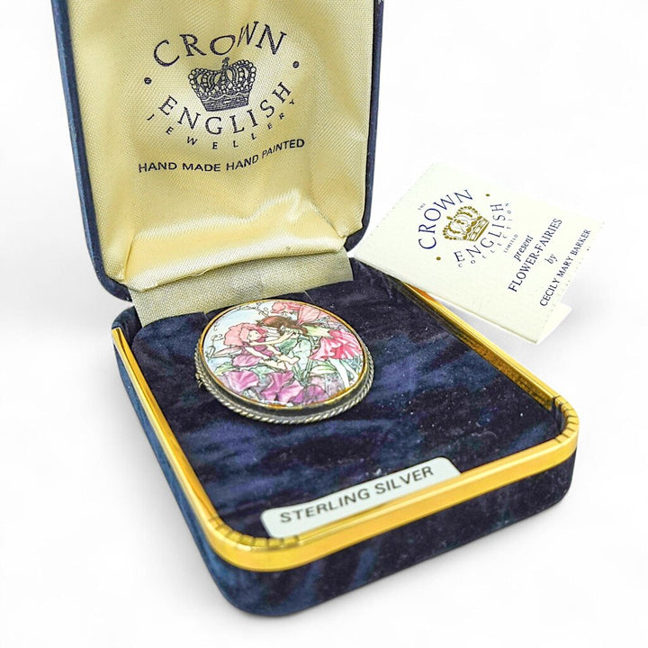 Crown English Flower Fairies Silver Pin - Box
