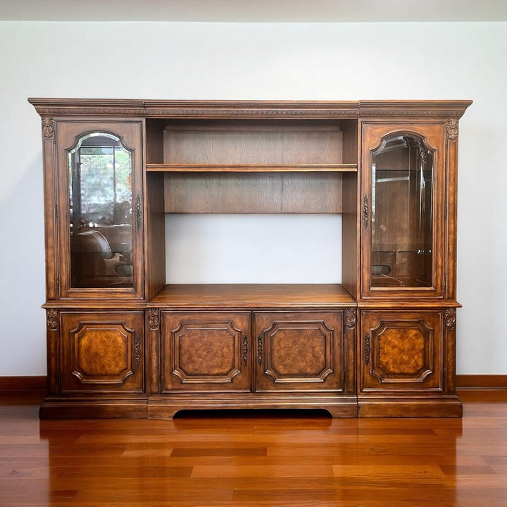 Media Center w/ Glass Door Cabinets