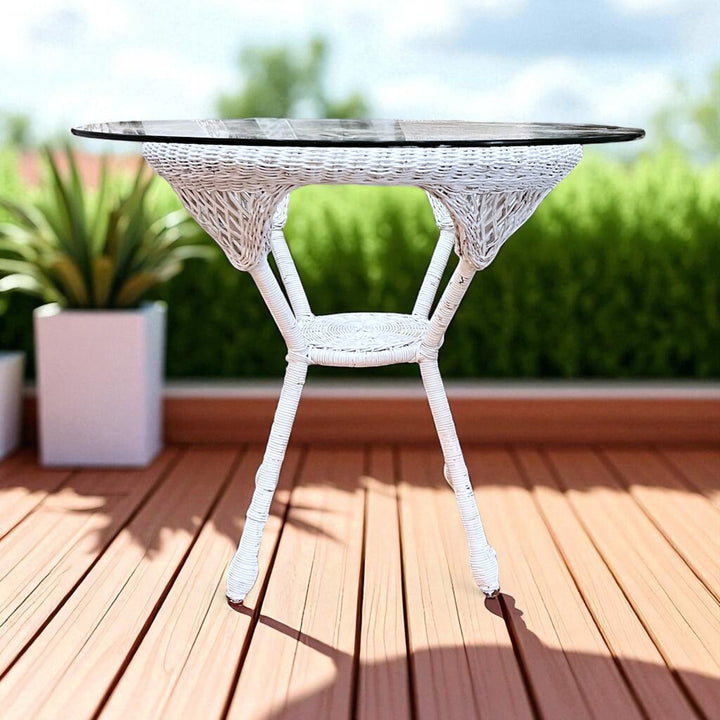 Wicker table w/ Glass Top