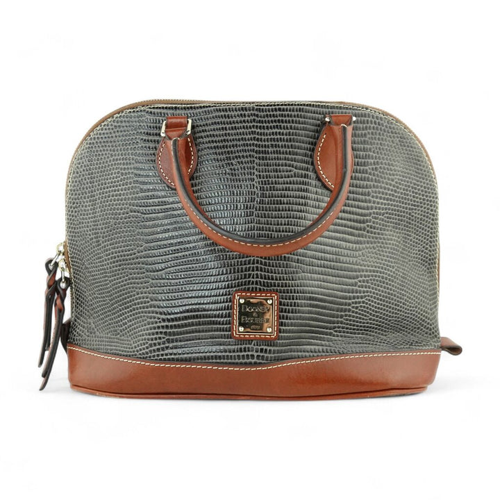 Embossed Lizard Zip Zip Satchel