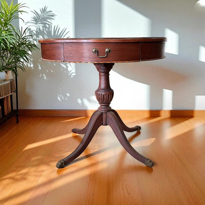 Round Side Table w/ Drawer