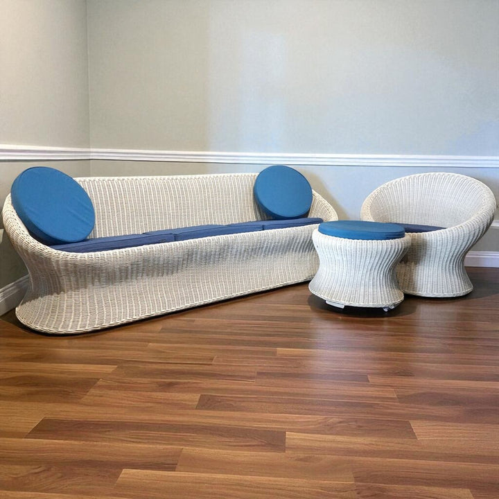 Circa 1970s Retro 3 Piece Wicker Set