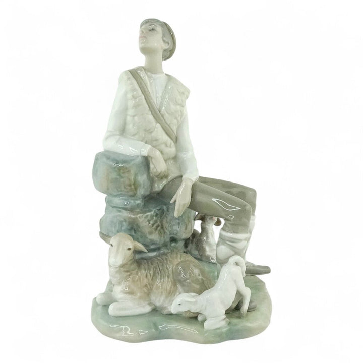Vintage Shepherd Resting with Lamb and Dog 4571 - Retired
