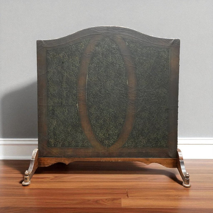 Antique Federal Leather Clad Fire Screen