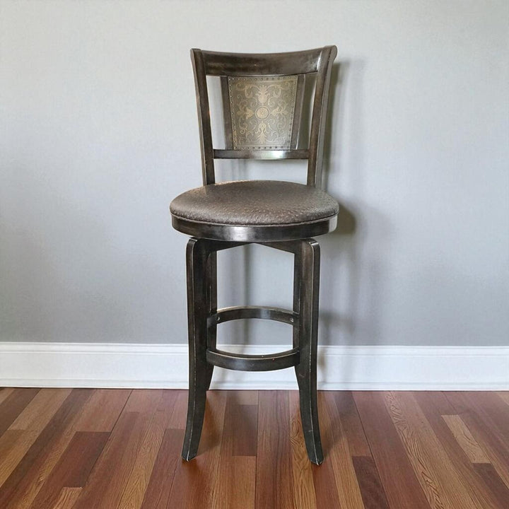 Ornate Ostrich Leather Swivel Stool