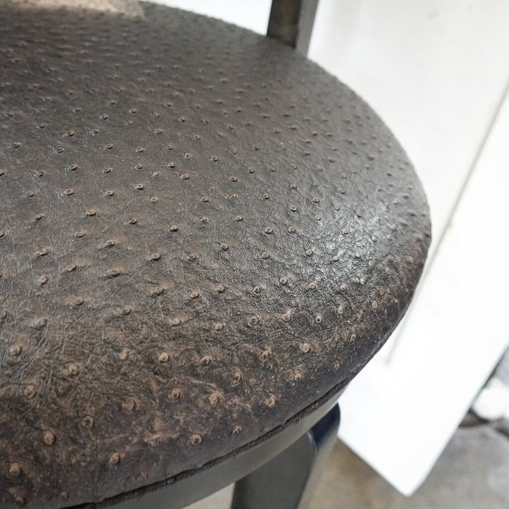Ornate Ostrich Leather Swivel Stool