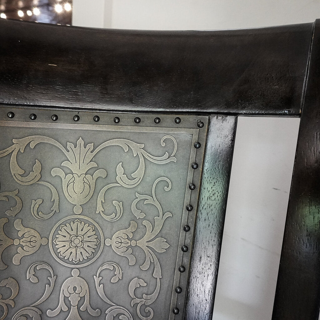 Ornate Ostrich Leather Swivel Stool