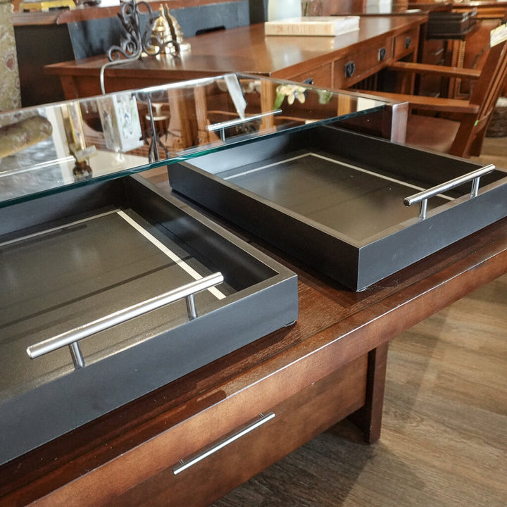 Orig Price $600 - Chest with 2 Trays and Glass Top