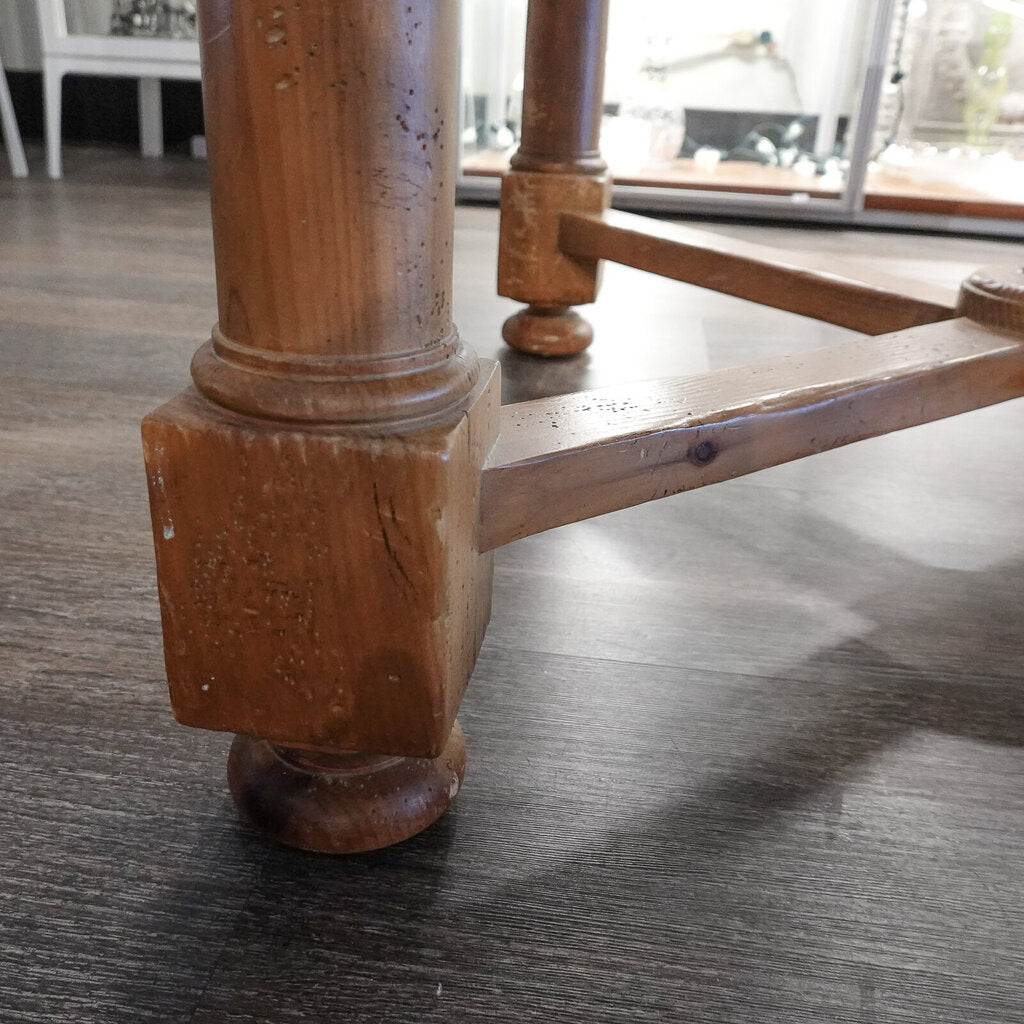 Travertine and Wood Square Occational Table