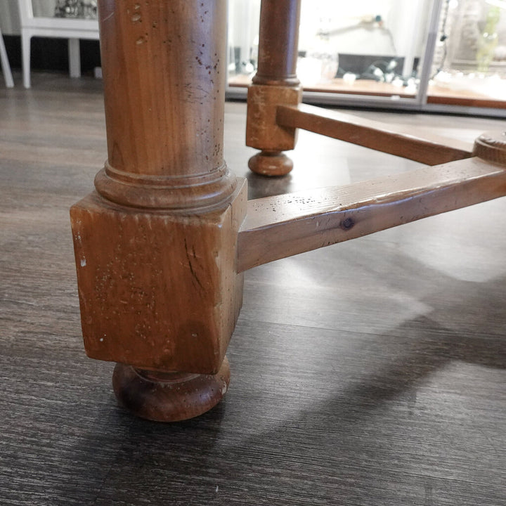 Travertine and Wood Square Occational Table