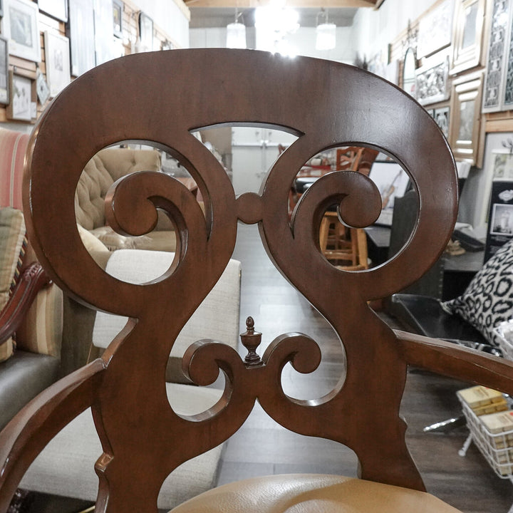 Orig Price $599 - Ornate Bar Stool with Leather Seat
