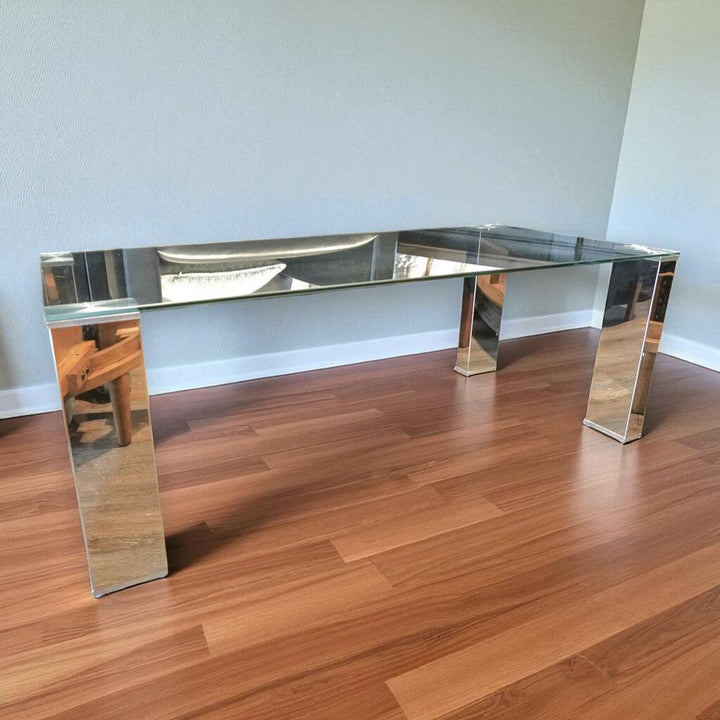 Glass and Chrome Cocktail Table