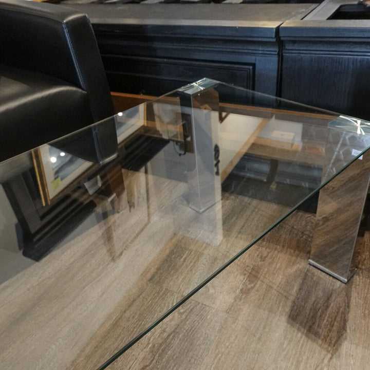 Glass and Chrome Cocktail Table
