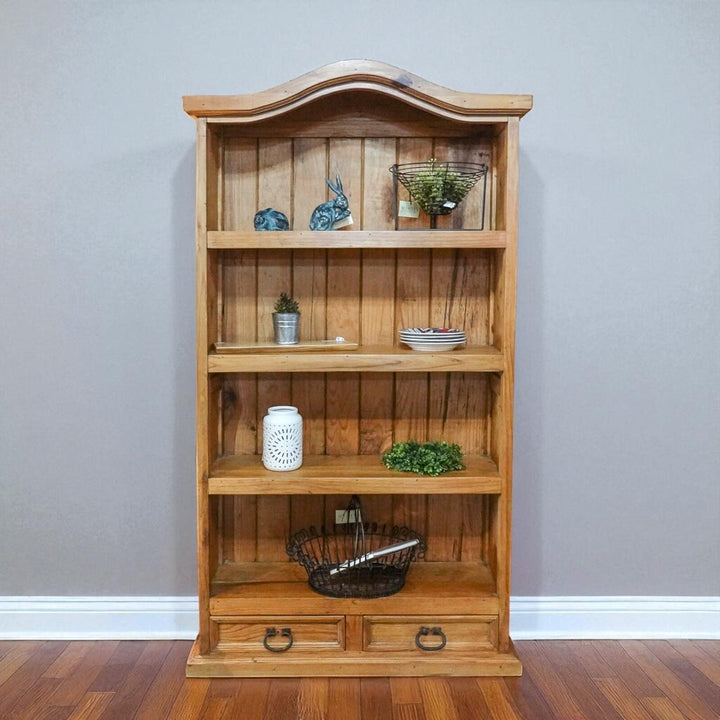 Rustic Pine Bookcase with 2 Drawers