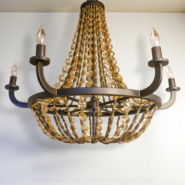 6 Arm Beaded Chandelier