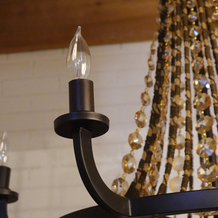 6 Arm Beaded Chandelier