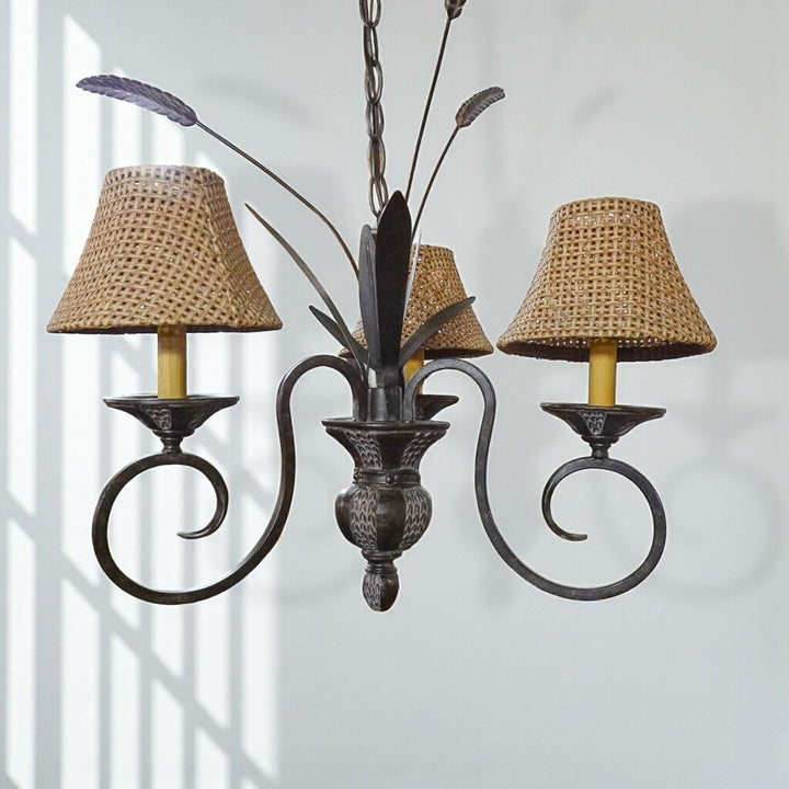 Orig Price $200 - 3 Light Woven Shade Chandlier